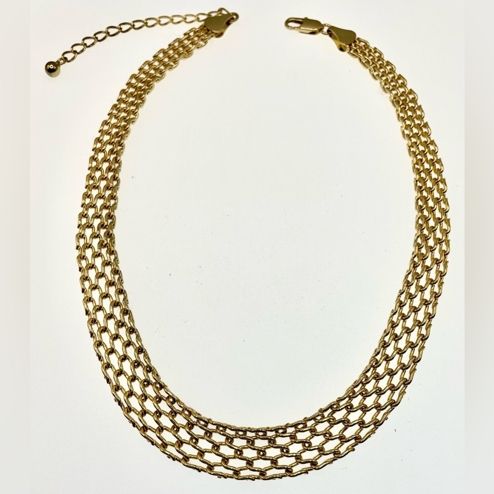 Vintage Signed 14KGP Linked Necklace Choker - Picture 7 of 8